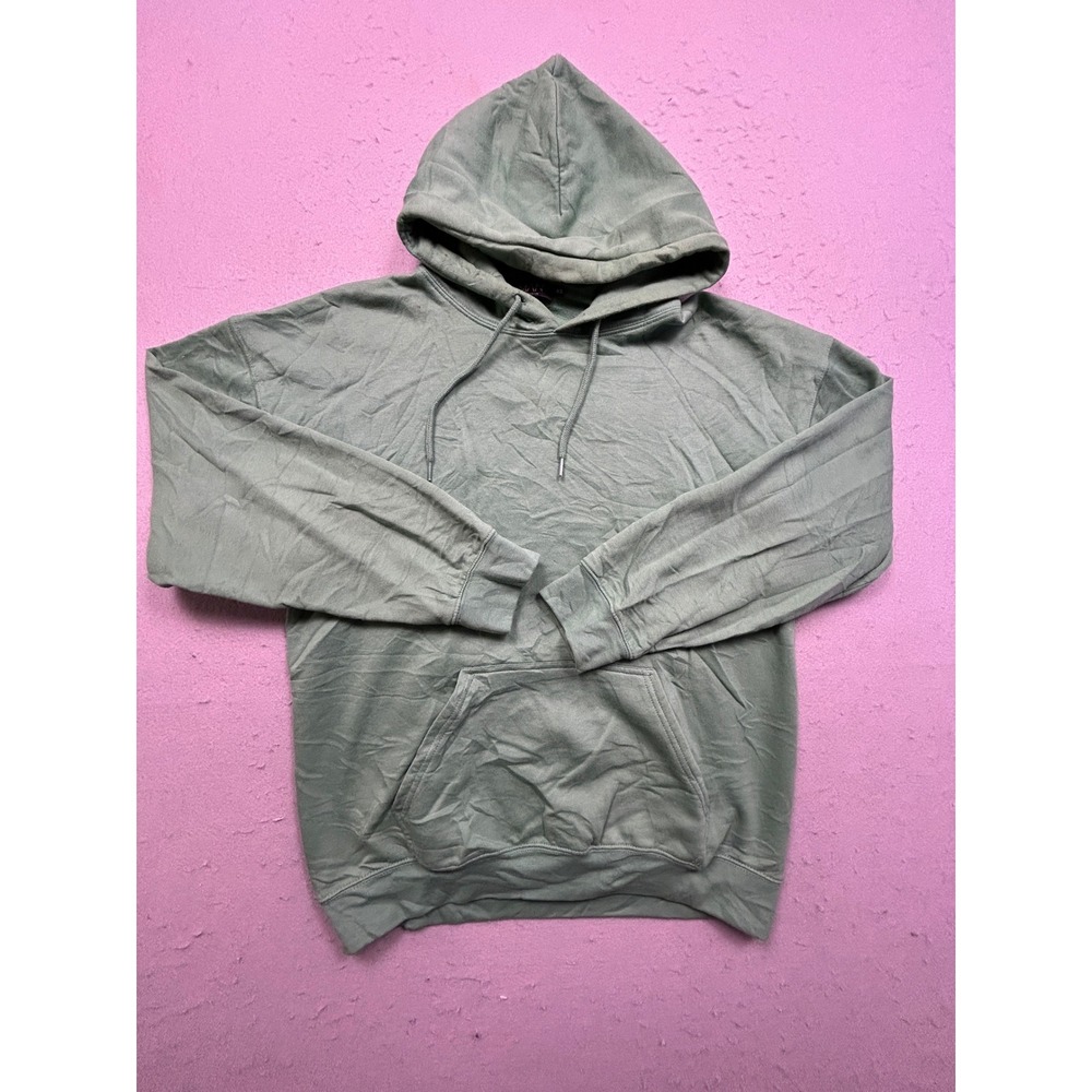 boohooMAN Hoodie Floral Paris City Of Love Sage Green XS Mens